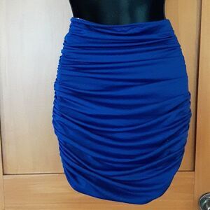 NWOT Solid Ruched Bodycon Royal Blue  Skirt  Size S